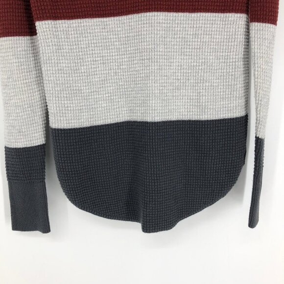 Bootlegger Kismet color block red/gray waffle knit circle hem crew neck size M - Picture 9 of 11